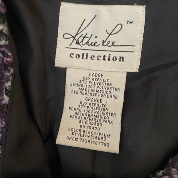 KATHIE LEE COLLECTION Purple Fuzzy Knit Jacket Soft Tweed Womens, Large - Picture 12 of 12